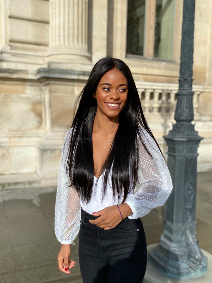 Perruque femme Jasmine lisse longue lace wig lace front lace frontal indétectable cheveux naturels virgin hair pose sans colle ni gel glueless Exteeend Paris