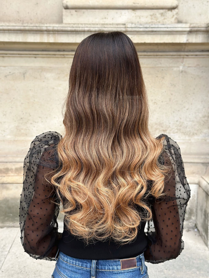 Perruque femme Lina ombré blond lace wig lace front lace frontal invisible cheveux naturels virgin hair vue arriere Exteeend Paris