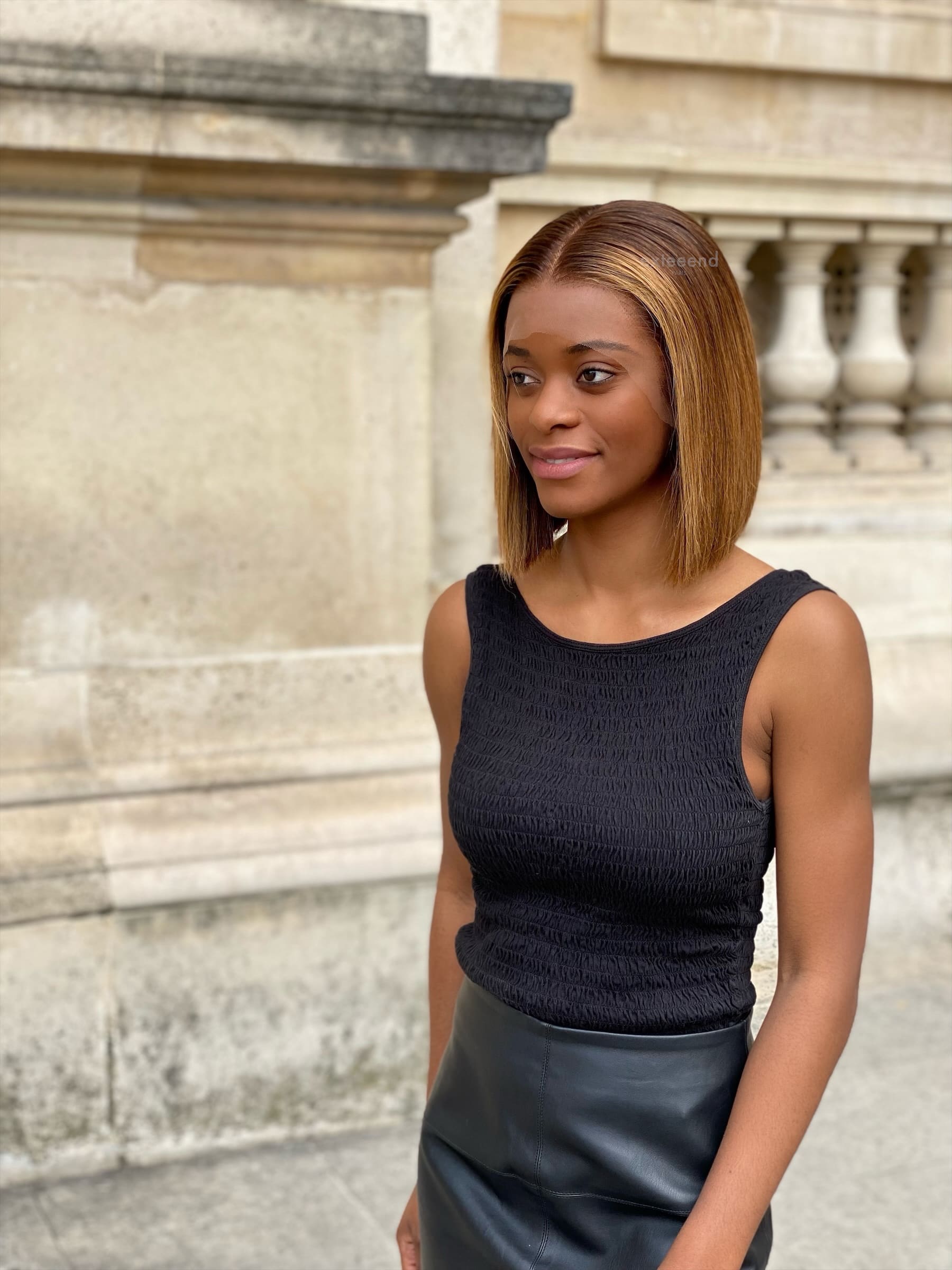 Perruque carr blond cheveux naturels Perruques Exteeend